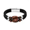 Strand Fashion Natural Tiger Eye Bead Bearse Men Уникальный многослойный кожаный шарм женщин