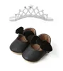 Premiers marcheurs bébé filles ensembles de chaussures en cuir PU enfant en bas âge bandeau nœud papillon semelle souple avec couronne