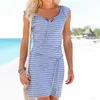 Casual Dresses Women's Dress Stripe Beach Summer V Neck Lace Up Party Sundress Elegant For Women 2023 Vestido De Mujer1