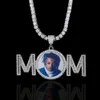 Hip Hop Anpassa bokstäver Foto Pendant Necklace Bling Memorial Frame Medal Gifts