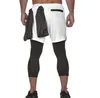 Herrshorts 2 i 1 fitness byxor sport andas snabbtorkande stretch fitness leggings gymträning shorts mode nya byxor
