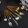 Ensembles de vaisselle Ensemble de couverts en acier inoxydable Portable Designer Cuisine Fourchette Cuillères Ustensiles Dîner Western Assiettes Vaisselle OA50DS