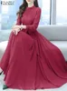 Casual jurken zanzea elegante vrouwen lente a-line feest zonsondergang casual lange mouw maxi jurk kaftan long vestidos oversize mantel femme 230313