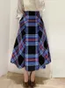 Skirts Chic Hit Color Plaid Skirts Women Vintage High Wiast A Line Mujer Faldas Autumn Winter Arrivals Sweet Fashion Jupe Femme 230313