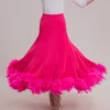 Stage Wear Gonne da ballo da sala Gonna da valzer da donna Rosa Piuma di flamenco Costumi moderni Donna XXXL