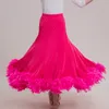 Stage Wear Ballroom Dance Skirts Women Waltz Skirt Pink Flamenco Feather Modern Costumes Female XXXL