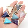 Charms Natural Stone Gold Edge Triangle Pendant Amethysts Gem For Jewelry Making Diy Handmade Necklace Bracelet Accessories GiftCharms