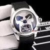 Ny 45mm Admiral's Cup Bubble Automatisk Tourbillon Mens Watch Steel Case Grey Dial Silver Skull Grey Leather Rubber Watches P272S