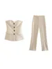 Dames tweedelige broek Klacwaya Set Woman 2 S Pant Suits vrouwelijke kleding vrouwen top en stelt een broek 230313 uit