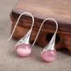 Dangle Küpe Kadın Kulak Dair Mücevher Brincos Küpe Pentientes Doğal Yeşil Pembe Gem Şanslı 925 Gümüş Hook Oriental