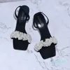 Sandals Summer Rhinestone Word With Square Head Stiletto And Slippers Banquet Dress Large Size Small Low Heel Women