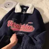 Sweats à capuche pour femmes Sweatshirts Vintage Punk Sweat Casual Col V Manches Longues Lettre Broderie Sweat À Capuche Harajuku Baseball Surdimensionné Pulls Tops 230313