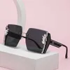 Luxury Designer High Quality Sunglasses 20% Off style diamond inlaid frame for women with high sense of ins large thin small face anti ultraviolet