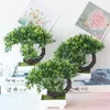 Decoratieve bloemen groen kunstmatige kleine boom potten bonsai kerst huis tuin woonkamer decoratie nep planten diy bloem arrangement