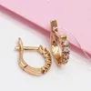 Stud Earrings 585 Purple Gold 14K Rose Inlaid Crystal For Women Simple Light Luxury Exquisite Charm Everyday Dress Jewelry Gift