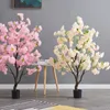 Ghirlande di fiori decorativi 50 cm Albero di Sakura finto artificiale Pianta interna Bonsai Decor Decorazione soggiorno Piante finte rosa con fiori di simulazione in vaso 230313