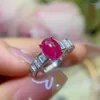 Ringos de cluster cor gem jóia esterlina prata natural anel rubi anel feminino de luxo de luxo design