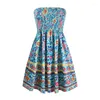 Casual jurken voor zomer 2023 dames off -schouder bodycon jurk y2k buis strapless mini floral print boho strand