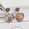 Dangle Earrings Wholesale 12 Pair Lot Double Heart Drop Iridescent Abalone Shell Leopard Love For Women