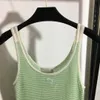 23ss Designer T-shirt da donna Maglia da jogging T-shirt con lettere ricamate a righe Crop Top Runway High End Brand Luxury Stretch senza maniche Canotta Maglione Pullover