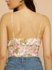 Kvinnors tankar Kvinnor Sweet Floral Print Suspenders Tank Top 2023 French Lady Sleeveless Lace-Up Vest Camis Female Camisole