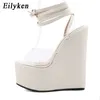 top Summer Lace-Up Solid Women Platform Wedges Sandals Fashion High Heels Shoes Ladies Open Toe Sandals Size 35-42 230306