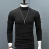 Herren-T-Shirts, Winter, warm, für Herren, Stehkragen, Basic, einfarbig, T-Shirt, Bluse, Pullover, Langarm, Oberteil, männlich, Outwear, Slim Fit, Stretch, modischer Pullover 230311