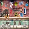 Wallpapers Retro Nostalgie Old Train Phone Booth 3D Wall Paper Murals Bar Restaurant Industrial Decor Red Brick Wallpaper Papel De Parede