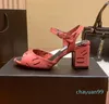 2023 Summer Women Sandals Отсуть обувь средняя каблук квадрат головы модные дизайнерские дизайнерские обувь свадебная вечеринка сандалии повседневная обувь женщин