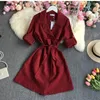 Casual Dresses ZCWXM Spring Blazer Dress Women Notched Double-breasted Short Yellow/Pink Office Lady Summer Solid Mini 2023