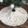Christmas Decorations 2023 Elegant Sequin Embroidery Snow Plush Tree Skirt Base Floor Mat Cover XMAS Home Party Decor 78-122cm