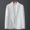 Costumes pour hommes Blazers Hommes Blazer veste printemps été solide mince décontracté affaires mince respirant blanc coton lin costume manteau mâle 230313