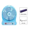 Ventilatori elettrici Mini ventilatore portatile a LED Dispositivo di raffreddamento dell'aria Funzionamento a batteria Ricarica USB Modalità desktop Regolazione della velocità Funzione di illuminazione