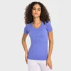 L_2067 T-shirt girocollo da donna Camicie a maniche corte Top da yoga Felpa ad asciugatura rapida Abbigliamento fitness traspirante