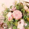 Decorative Flowers Wreaths 30cm Simulation Flower Garland Peach Heart Ball Chrysanthemum Plant Decor Door Hanging for Wedding Party 230313