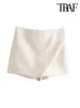 Women's Shorts TRAF Women Fashion Asymmetrical Shorts Skirts Vintage High Waist Side Zipper Female Skort Mujer 230313