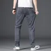 Men's Jeans 2023 High Cotton Fabric Classic Style Straight Elastic Business Comfortable Pants Male Light Blue Black Trousers