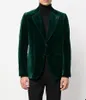 Trajes de hombre de terciopelo para hombre, 2 piezas, chaqueta verde, pantalones negros, solapa ancha de un solo pecho, esmoquin para hombre, boda, trabajo Formal, informal