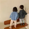 Giacche Primavera Autunno Ragazzi e ragazze Casual Tutto abbinato Denim 2 6 anni Bambini Colletto rovesciato Cappotto a maniche lunghe Bambini Top larghi 230313