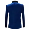 Costumes pour hommes luxe bleu Royal velours smoking Blazer hommes col châle un bouton costume veste hommes mariage fête dîner Costome Homme