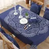 Panno tavolo impermeabile in stile nazionale tovaglia in cotone blu cotone da pranzo da pranzo per matrimoni decorazione cucina