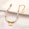 Varumärkesdesigners C-Letter Necklace Armband Gold Plated Imitation Pearl Geometric Wristband Cuff Chain For Wedding Party Jewerlry Accessories