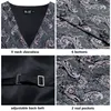 Мужские жилеты Hi-Tie Brand Silk Mens Mens Mens Mens Grey Black Gold Navy Blue Burgundy Jacquard Busat Jacket Heartie Hanky ​​Munchlinks для мужчин 230313