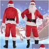 Erkek Trailsits Mens 5pcs Noel Noel Baba Kostüm Fantezi Elbise ADT Su Kıyafet Cosplay Kıyafeti artı S3XL Drop Teslimat Giyim Clo DHJ05