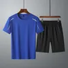 Mens T-Shirts Mens Clothing Set Tracksuit Summer Short Sleeve T-shirt Shorts Plus Size Male Suit Brand Casual 2 PCS Mens Sweatsuit Sportswear 230313