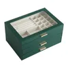 Smyckeslådor Size SML Organiser Display Travel Smycken Case Portable Box Pu Storage Earring Holder 230313