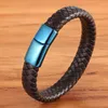 Charm Armband Classic Luxury With Leather Combination Suture Blue Simple Buckle Titanium Steel Men's Armband Hand Woven