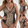 Kvinnors sömnkläder 2023 sexig underkläder en bit bodysuit kvinnor plus storlek leopard tryck erotiska underkläder romper porr teddies bodysuits