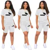 Tweedelige damesbroeken Tweedelige damesset Zomer Korte mouw O-hals T-shirt TopsPotloodshorts Pakken Trainingspakken Outfit Grafische T-shirts Joggingpakken 230313