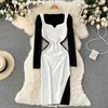 فساتين غير رسمية Zcwxm Spring Women Thenbed Dress Brand Vestido Sexy Swatching Bodycon Sweater Sweater Slevant Split Slip Office